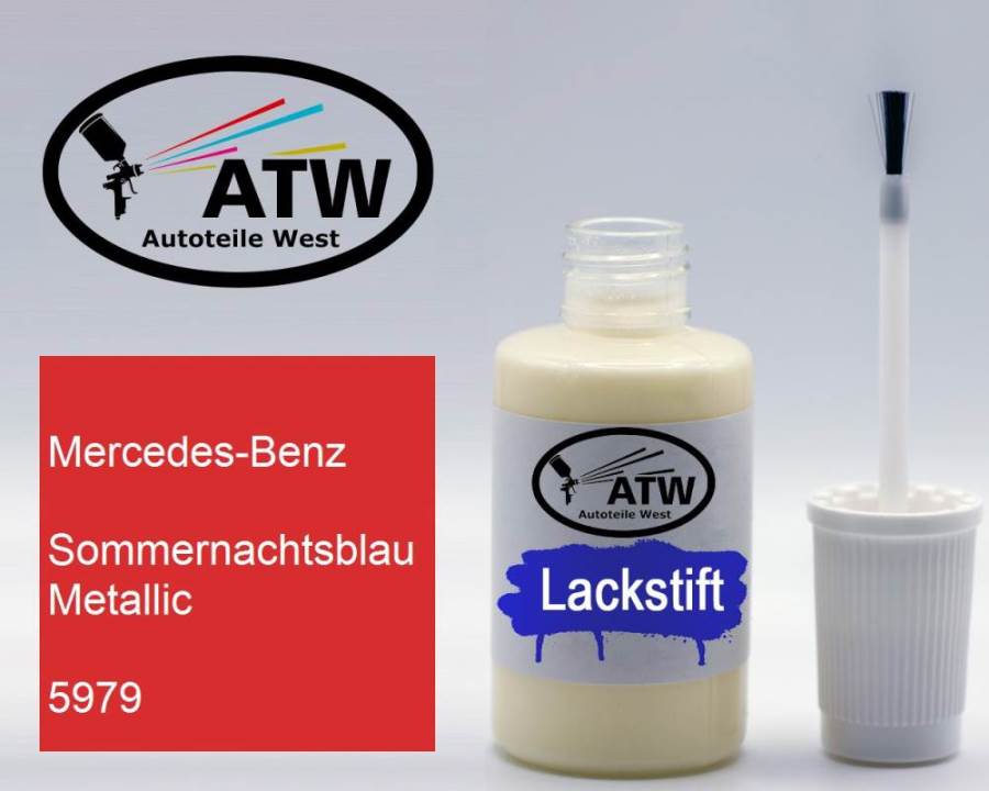 Mercedes-Benz, Sommernachtsblau Metallic, 5979: 20ml Lackstift, von ATW Autoteile West.